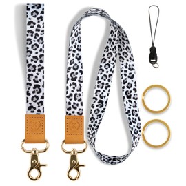 Teacher Lanyard for Women& Men, Leopard Wrist Lanyard with Neck Lanyard for ID Holder, Wallet, Car Keys, Keychain, Unique Patterns, Ultra Soft, Durable Polyester…