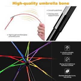 BESTKEE Windproof Travel Folding Umbrella Automatic, Large Rain Folding Compact Umbrella Portable Fast Drying with Auto Open/Close Button, Non-slip Handle (Black)