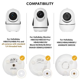 Adhesive Baby Monitor Wall Mount for Hello Baby HB6550/HB6550pro/HB65/HB40/HB6339/HB66, ANMEATE SM935E, 360° Swivel+180°Tilt Adjustable to Get Better View, Easy to Install, No Drill