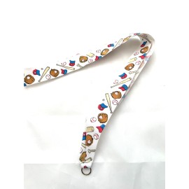 BASEBALL THEME SPORT NECK RIBBON 32 INCH WHITE WITH CLASP TO ATTACH TO A MEDAL