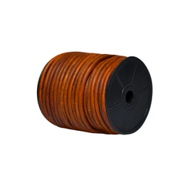 Cords Essentials Round Leather String Cord 6mm Distressed Tan 5.5 Yards