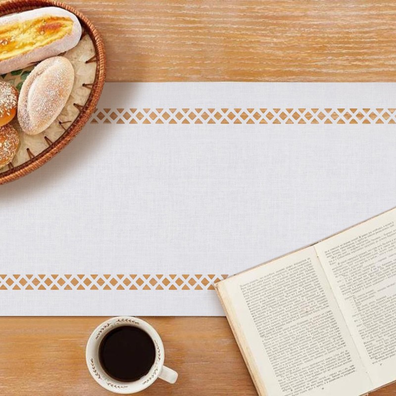 BAZIOE Modern Table Runner White Linen Table Runner Washable Openwork