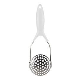 EUROHOME Potato Ricer, Stainless Steel with Ergonomic Plastic Handle, Foldable Potato Masher Press, Easy to Use, Potato Press, 28 cm Long, Silver/White
