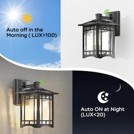 Dusk to Dawn Outdoor Lighting Fixtures Wall Mount, Exterior Front Porch Light with Anti - Rust Feature, Black Wall Sconce Lamp, Waterproof Wall Lantern, Outside Coach Lights for House, Garage, Doorway