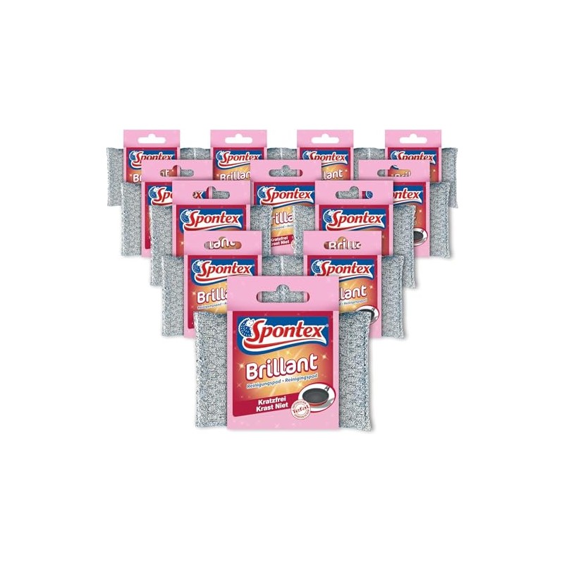 Spontex Brillant Cleaning Pad, Pack of 12, for Sensitive Surfaces,