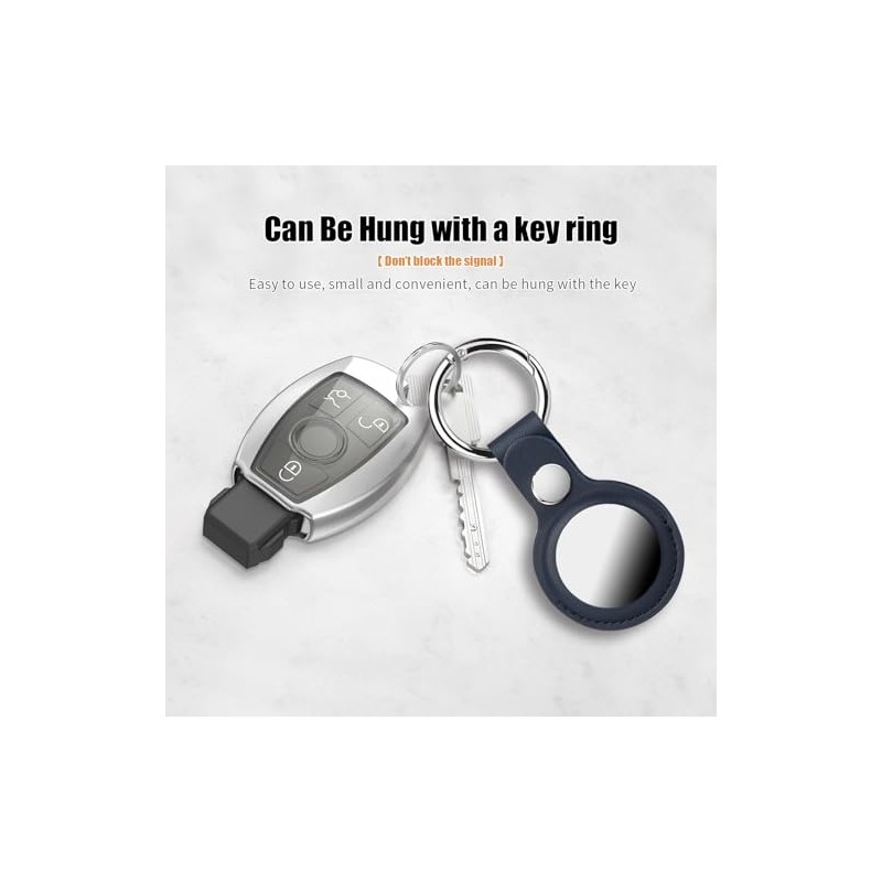 4 Pack PU Leather AirTag Holders with Metal Snap Keyring
