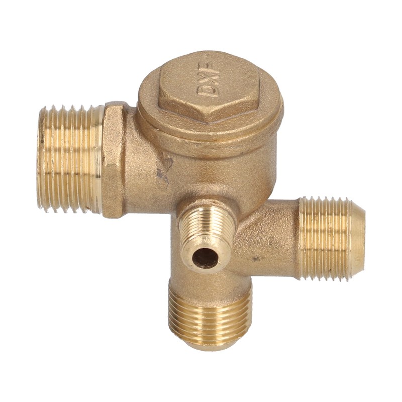 Air Compressor Valve Replacement Components Brass 4 Way Double Pipe