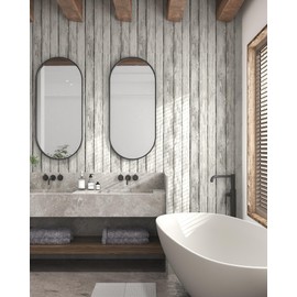 White and Grey Wood Wallpaper Vintage 17.3"x78.8" Light Woods Grain Wall Paper Peel and Stick Wallpaper Self Adhesive Removable Wallpapers Shiplap Wood Plank Film Wood Contact Paper for Cabinets Vinyl