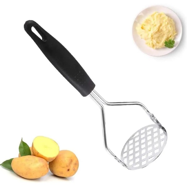 Potato Mashers Heavy Duty Stainless Steel with Non-Slip Rubber Handle Free Mashing Dishwasher Safe Kitchen Gadget Ideal for Smooth Mashed Potatoes Vegetables Fruits (1Pack)