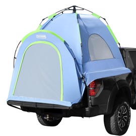 Upgraded Tecoom Pop Up Truck Tent Waterproof PU3000mm, Double-Layer 2-Person Tent for 5.5–5.8 ft Pickup Bed, Compact & Portable Full-Size Truck Bed Tent for Outdoor Camping, Easy to Install, Blue Gray