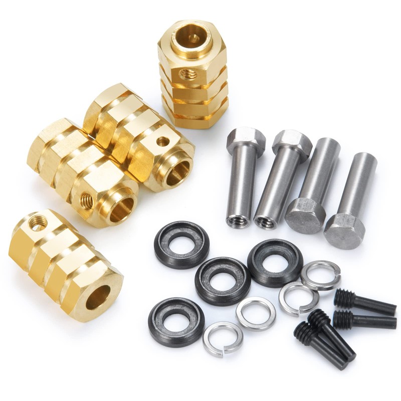 4PCS 12mm Wheel Hubs Hex Pins Adapter-Heavy Duty Brass(5-20mm) for