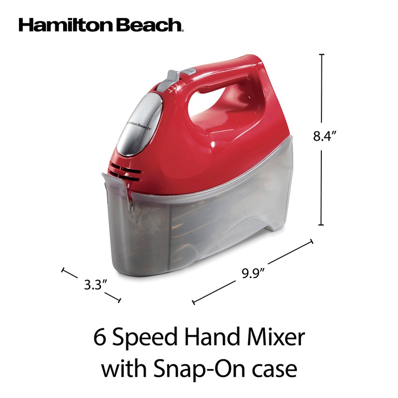 Hamilton Beach 6-Speed Electric Hand Mixer with Whisk, Traditional Beaters,