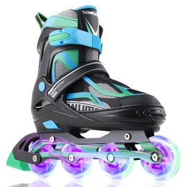 Sowume Adjustable Inline Skates for Girls and Boys, Roller Skates with All Light Up Wheels, Patines para Mujer for Kids and Adults, Men, Women