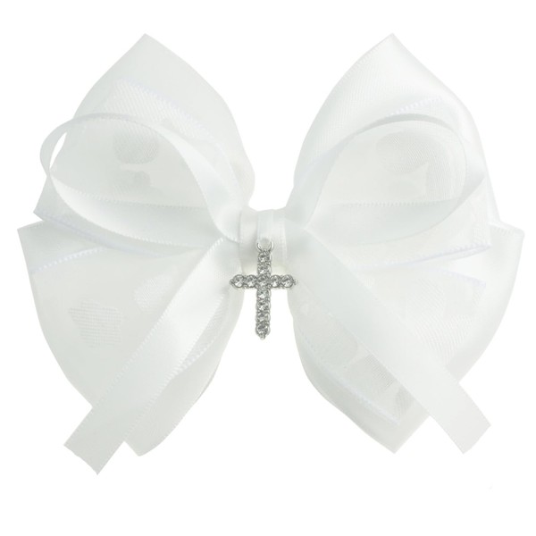 Off Withe 4.5 Inches Big Baptism Bow for Little Girls