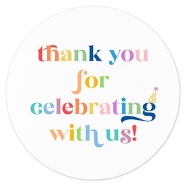 Vibrant Colorful Design Thank You Labels Thank You for Celebrating with Us Stickers | 2 inch | 60pcs Waterproof Favor Labels for Wedding, Bridal Shower, Baby Shower