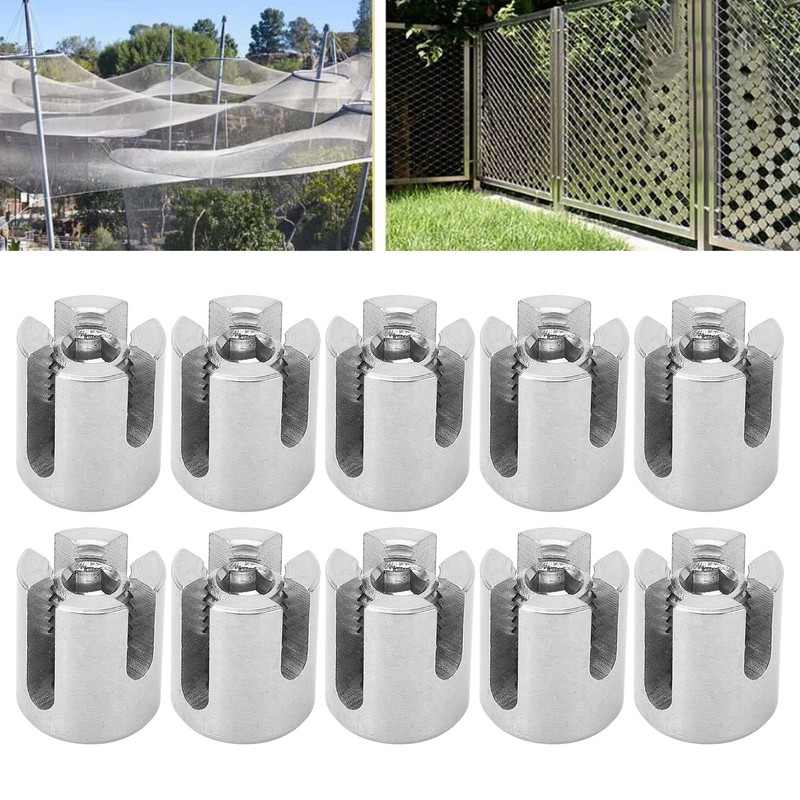 10Pcs Cross Cable Clamp Stainless Steel Wire Railing Clamp Fastener