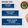 Keep Door Closed Bilingual Sign, Engraved, 3x9 Inches, Indoor/Outdoor Use,