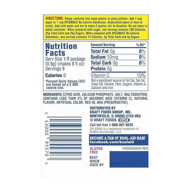 Kool-Aid Kool Aid Pink Lemonade Flavor Drink Mix Packet Caffeine