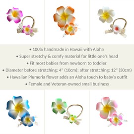 Mommy Baby Matching Handmade Hawaiian Plumeria Flower Headband and Hair Clip for Babies Baby Girls Family Matching 2pc set (Marine Blue)
