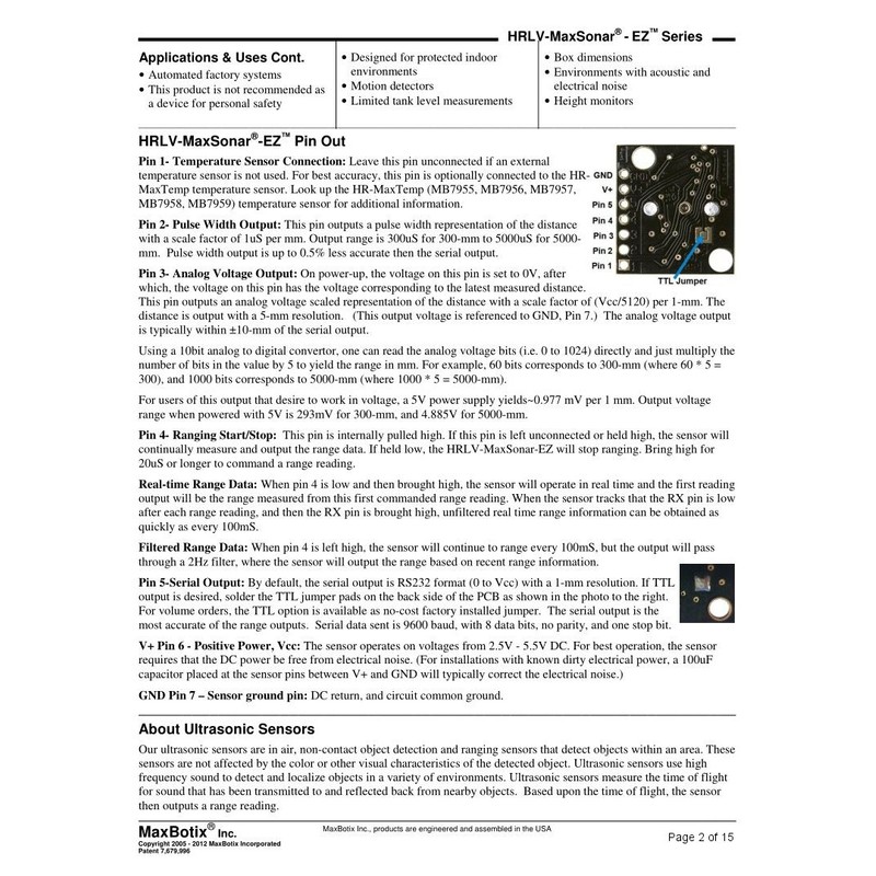 MB1023 HRLV-MaxSonar-EZ2 | Ultrasonic Sensor for People Detection, Proximity Zone