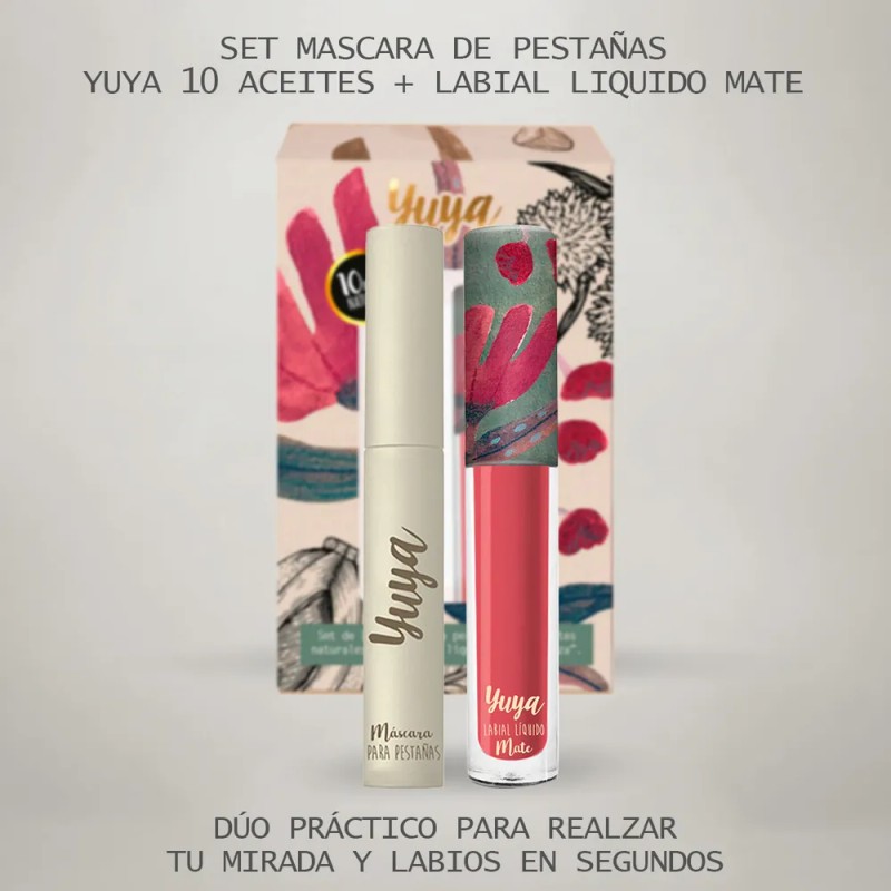 Set Máscara De Pestañas 10 Aceites + Labial Maleza
