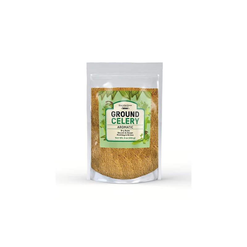 Unpretentious Ground Celery Seed, 8 oz, Aromatic, Brine Seasoning, Dry