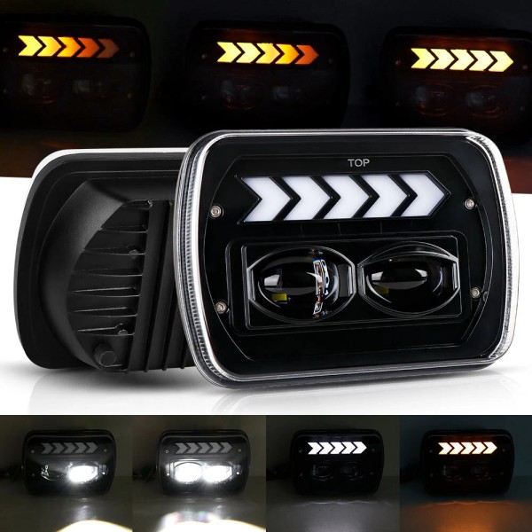 Aaiwa For Nissan Pickup Hardbody D21 2SETS 7x6" LED Headlights