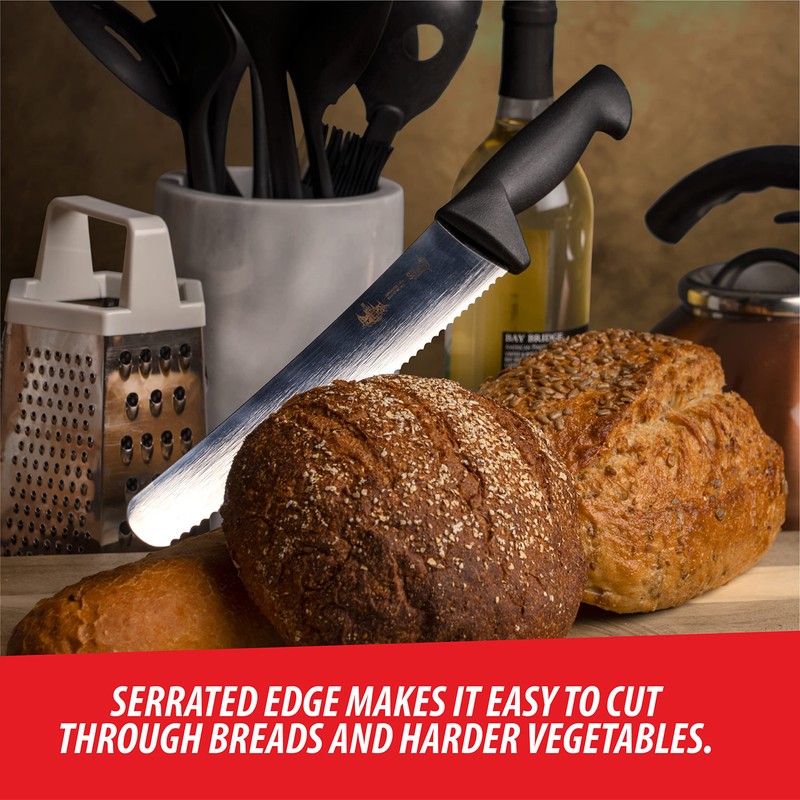 Slitzer Germany 10" Bread Knife, Black Handle