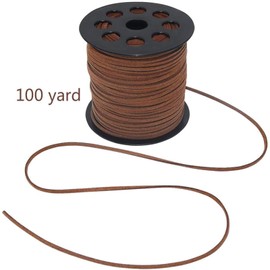 LWPITTY 3mm x100 Yards Coffee Suede Cord Suede Lace Faux Leather Cord with Roll Spool for Bracelet Necklace Beading DIY Handmade Crafts.
