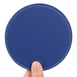 PU Round Teacoaster Black 5ea