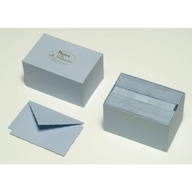 G. Lalo 92302L "Mode de Paris" Correspondence Set with 30 Cards 9.7 x 15.2 cm, 300 g and 30 Envelopes, Lined, with Deckle Edge, 10 x 15.8 cm, 1 Set, Blue