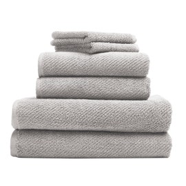 Coyuchi Air Weight Organic Towels, 6 Piece Set, Fog