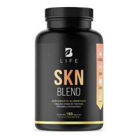 SKN Blend de 180 Cápsulas. Ingredientes naturales: Colágeno tipo I y III, L-Histidina, Isoleucine, L-Lisina, L-Metionina. SKN Blend Life.