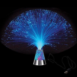 JALORDE 13 inch USB Corded Ice Fiber Optic Mood Novelty Lamps Lighting Glacier Lite with Color-Changing Crystals Base (USB)