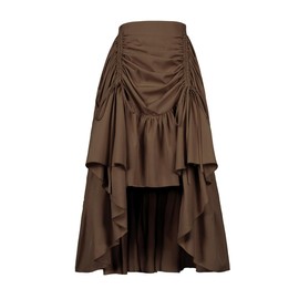 Qosivfey - Vestido largo para mujer, estilo gótico, steampunk, estilo victoriano, renacentista, falda alta y baja, 2022017bn, M