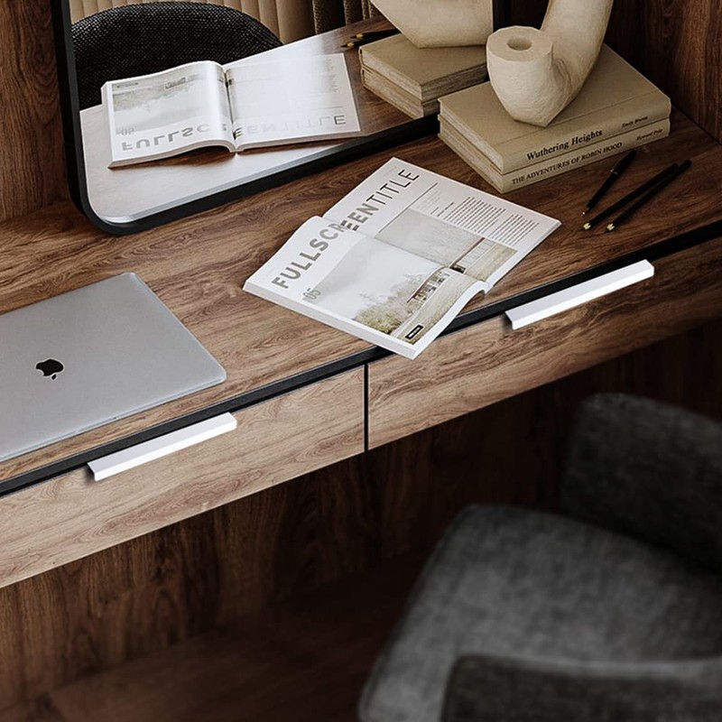 BOOLSFMAM 6 Pack Finger Edge Pull Furniture Drawer Handles Bright