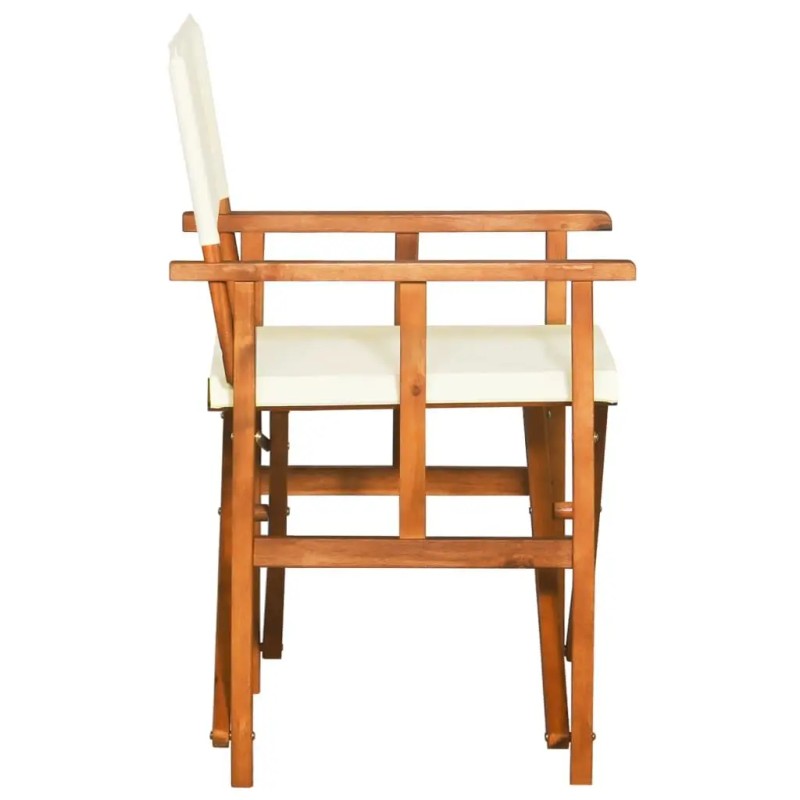 Solid Acacia Wood Director Chair in Brown and Cream 100%