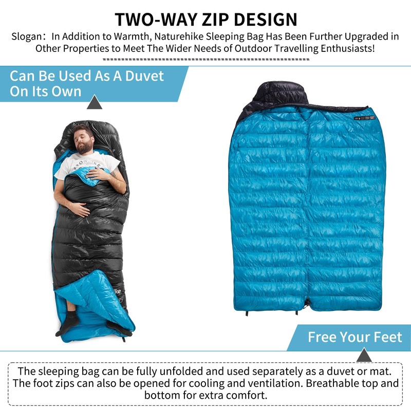 Naturehike Ultralight Down Sleeping Bag, 650FP Backpacking Sleeping Bag for