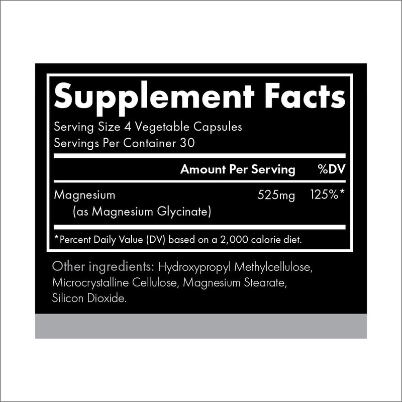 Magnesium Glycinate 525 mg Elemental Complex -125% DV High Absorption