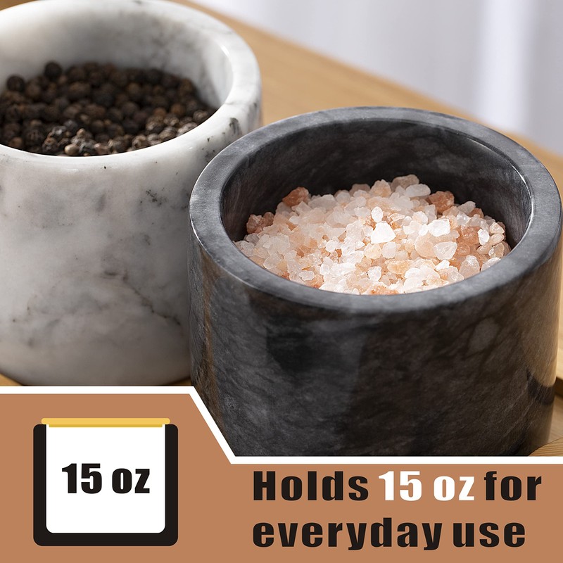 NHKRTE Marble Salt Cellar Set, 2 PCS 11oz Salt and