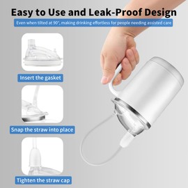 Adult Sippy Cup for Elderly Spill Proof with Long Straw, 15.2oz Stainless Steel Lightweitght No Spill Cup for Seniors/Adults with Flexible Straw Clear, Health / Household Essentials / Assisted Living