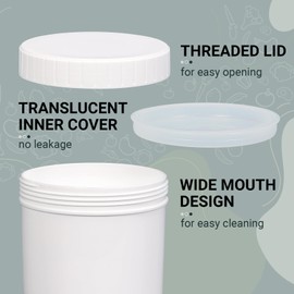 ASEVAT 8-Pack Overnight oats containers with lids Plastic White Round Food Storage Containers Leakproof Wide-Mouth MasonJars Empty Slime Containers Ideal for Food (WHITE, 16.9 OZ)