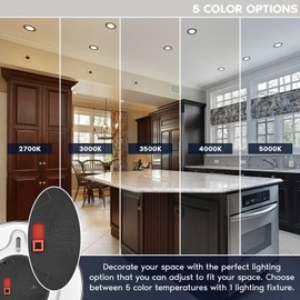 LUXRITE 3-4 Inch LED Flush Mount & Recessed Light, 7.5W, 5CCT 2700K-5000K, 650LM, Magnetic Trim, Dimmable Ceiling Can Light, Install to J-Box or 4 Inch Housing, Wet Rated, UL Listed, Bronze