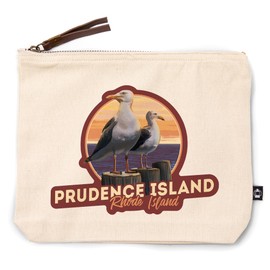 Lantern Press Prudence Island, Rhode Island, Seagulls, 100% Cotton Zipper Pouch, Travel Accessory, Go Bag