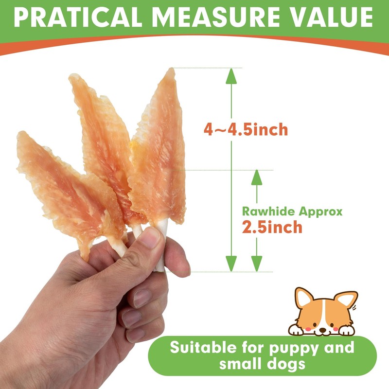 MON2SUN Dog Rawhide Twist 4-4.5 Inch Chicken Wrapped Rawhide Sticks