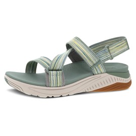 Dansko Rayna - Sandalia deportiva totalmente ajustable para mujer, entresuela ligera de EVA y suela de goma, tecnología de arco natural para mayor apoyo, cierre de velcro, Gris verdoso Multicolor,