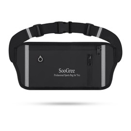 SooGree Men Women Running Belt Fanny Pack, Resistant Waist Pack Money Belt Bag for Hiking Cycling Workout, Gym Phone Holder with Adjustable Strap (GSP1187-Black)
