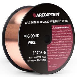ARCCAPTAIN MIG Welding Wire, MIG Wire ER70S-6 2Lbs Gas Solid Carbon Steel Low Splatter MIG Welding Wire Compatible With Lincoln Miller Forney Harbor Welder (0.045" 2Lb)