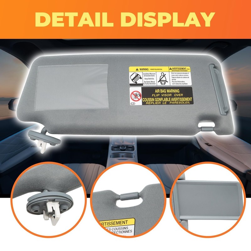 Aspaton Dark Gray Sun Visor Left Driver Side W/Light &