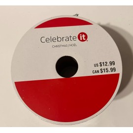 Celebrate It 2 1/2” x  20 Ft wired  Silver Snowflakes On Navy Ribbon For Christmas Or Winter